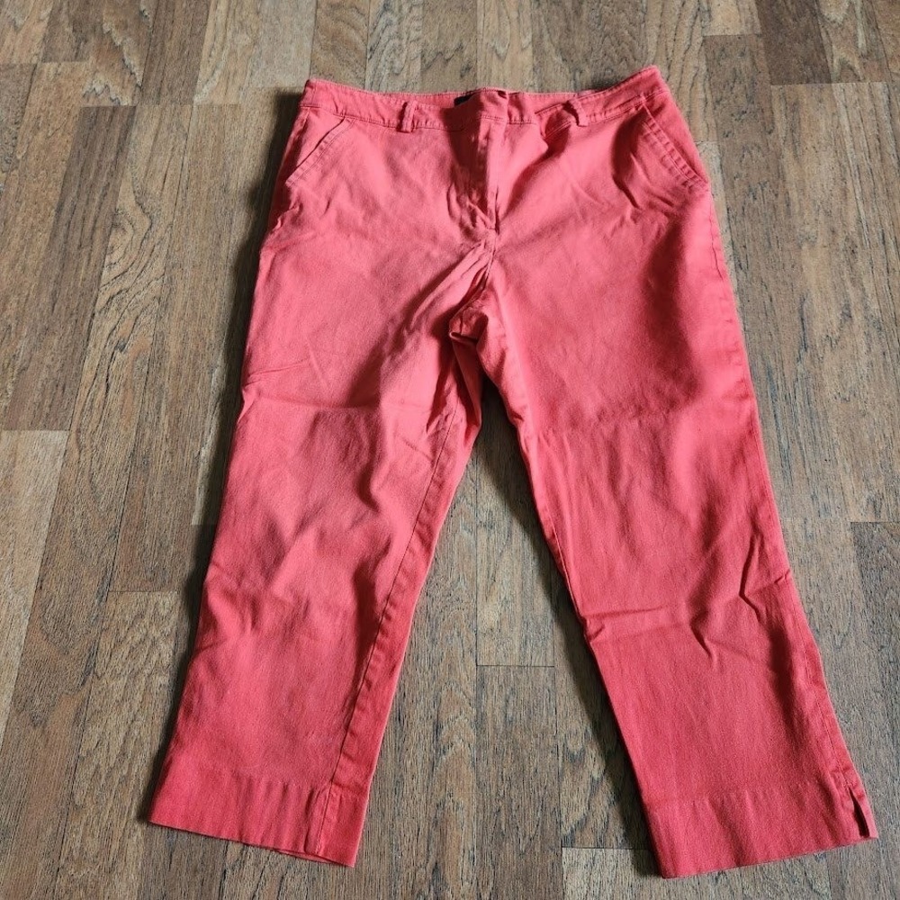 Talbots Womens Coral Pink Cropped Trousers Pants Size 12P Cotton Blend 365